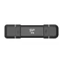 USB zibatmiņa Silicon Power DS72 1 TB, USB 3.2 Gen 2 Type-A / Type-C, alumīnija-gumijas korpuss, melns