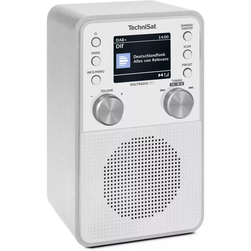 Digitālais radio TECHNISAT DigitRadio 317 Balts — FM un DAB+ uztveršana, kompakts galda dizains