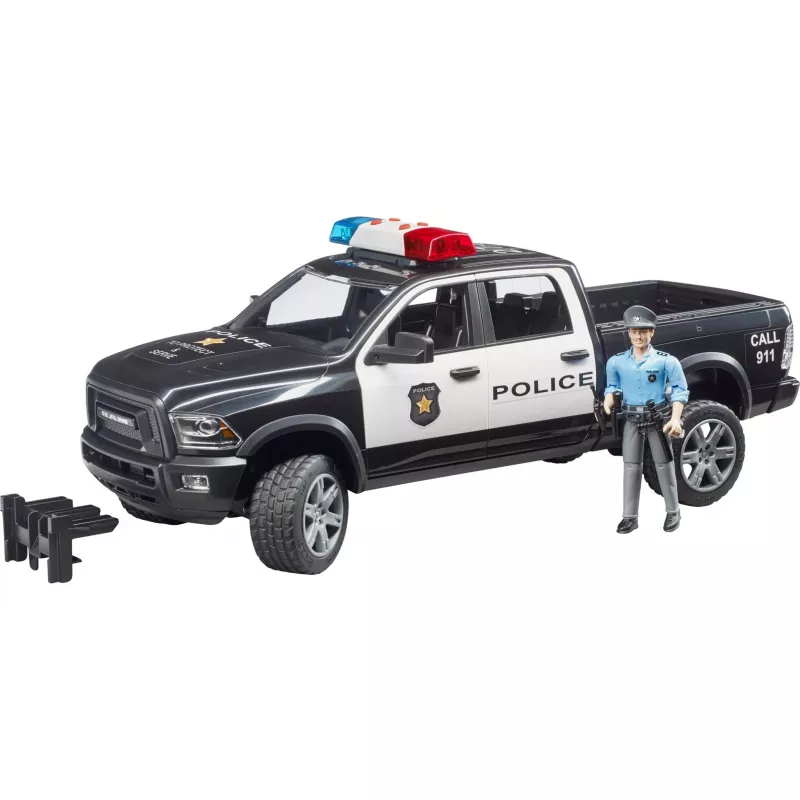 Rotaļu policijas pikaps BRUDER RAM 2500 Police 02505 – mēroga modelis, spēļu auto