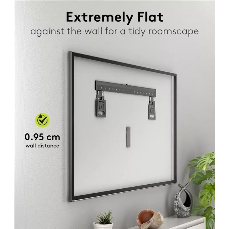 Fiksēts TV sienas stiprinājums WENTRONIC Goobay Ultraslim 70822 XL melns plakanajiem ekrāniem