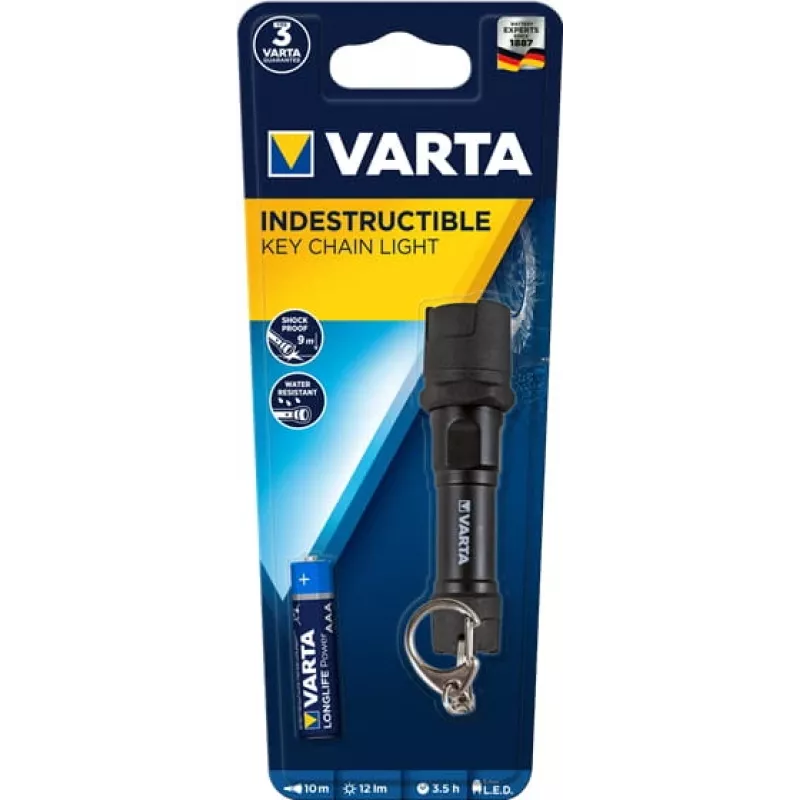 Atslēgu piekariņa lukturītis Varta 16701 101 421 Melns LED Shockproof IPX4