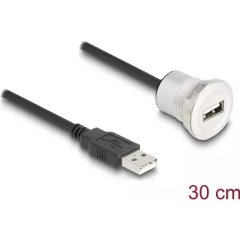 USB kabelis DeLOCK 88181 USB 2.0 0,3m USB A melns sudrabots