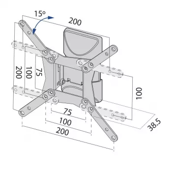 TV sienas stiprinājums līdz 37 collām, 20 kg, TB-152E, max VESA 200x200
