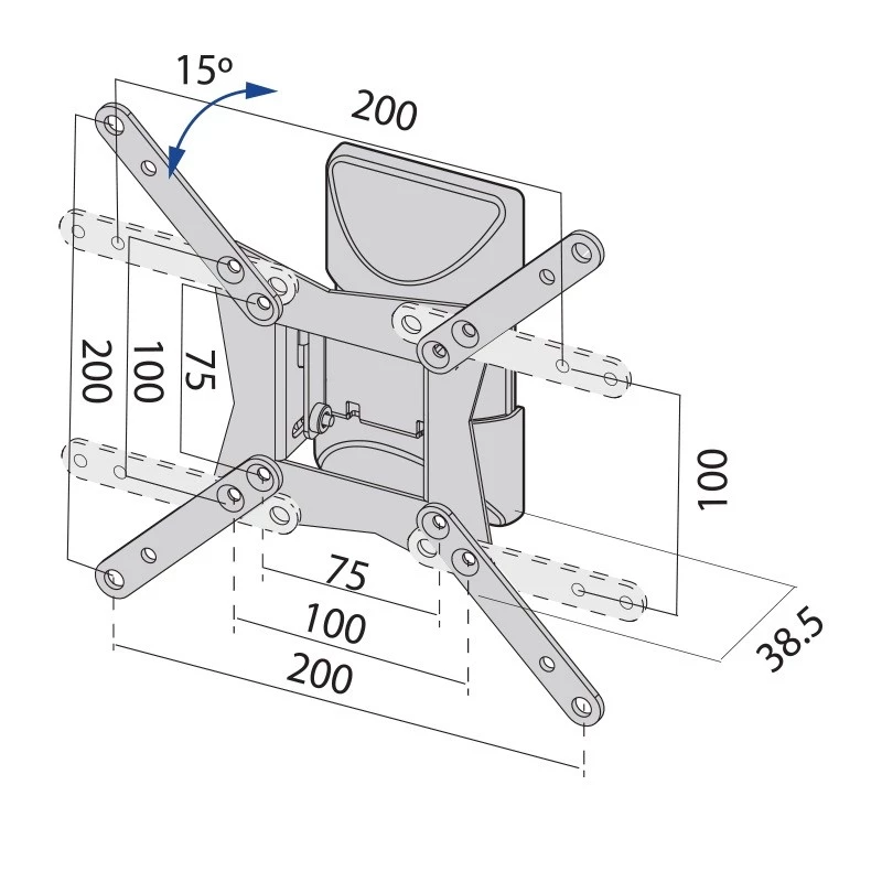 TV sienas stiprinājums līdz 37 collām, 20 kg, TB-152E, max VESA 200x200