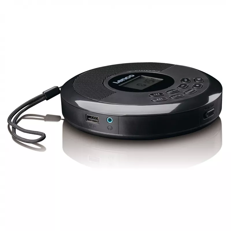 Portable CD player Lenco CD-340BK — Melns, portable design