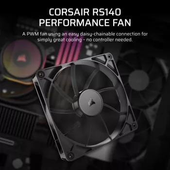 Ventilators Corsair RS140 14 cm Melns 330-1700 RPM 0,11-3,46 mmH2O