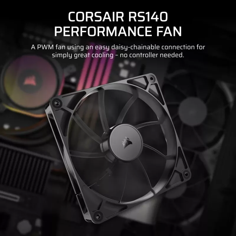 Ventilators Corsair RS140 14 cm Melns 330-1700 RPM 0,11-3,46 mmH2O