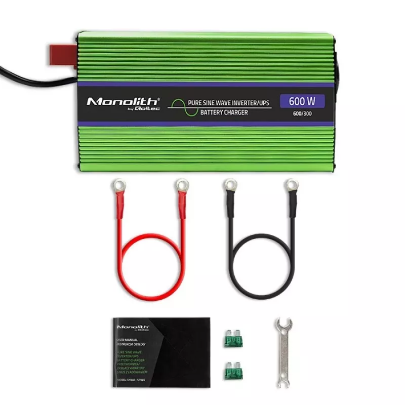 Auto invertors Qoltec Monolith 600 W zaļš 12 V