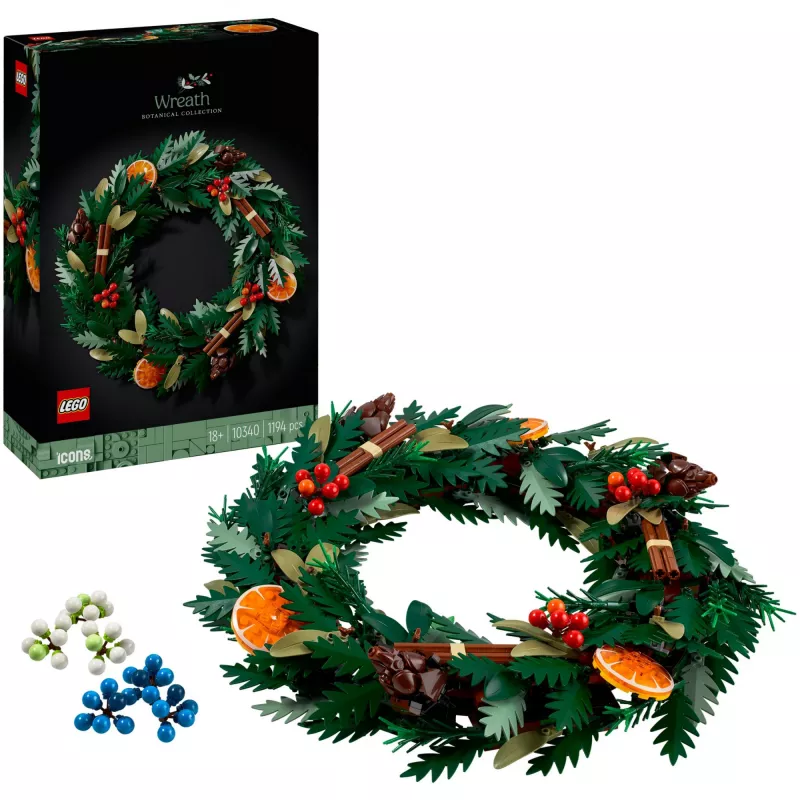 konstruēšanas rotaļlieta LEGO 10340 Icons Ziemassvētku vainags