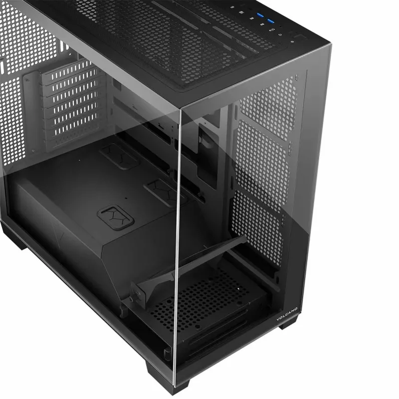 PC korpuss MODECOM Volcano Stellar NF ATX midi tornis, rūdīts stikls, melns, atbalsta ATX/mikro ATX, GPU līdz 420mm, CPU dzesētājs 175mm