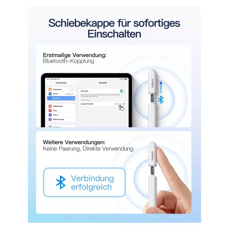 Inateck PCL005_balta irbuli — saderīgs ar iPad Pro, iPad Mini, iPad 6–10