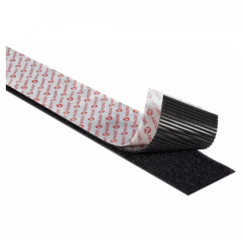 VELCRO Klettband Extra Stark Selbstklebend, Haken & Flausch 50mm x 2.5m Schwarz