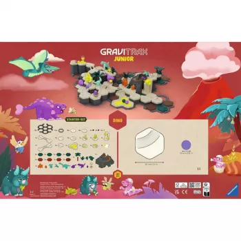 Bumbiņu trase Ravensburger GraviTrax Junior starta komplekts XXL Dino, trases konstruēšana bērniem