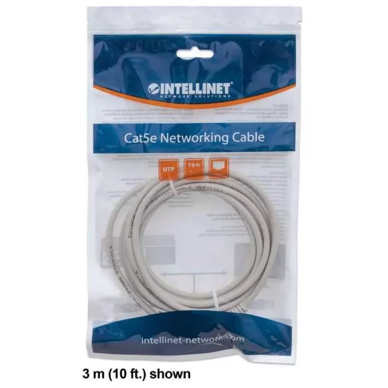 Intellinet tīkla ielāpu vads, Cat6, 0,5m, pelēks, CCA, U/UTP, PVC, RJ45, apzeltīti kontakti, bez aizķeršanās, ar aizsargapvalku, mūža garantija