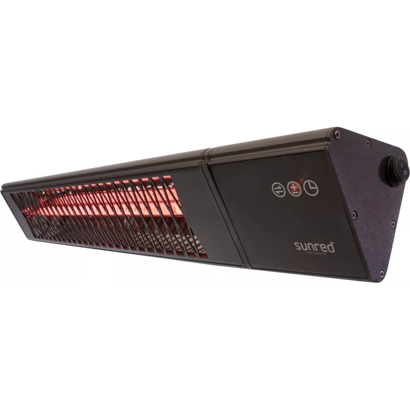 Infrasarkanais sildītājs SUNRED PRO25W-SMART, pie sienas stiprināms trīsstūrveida tumšs, 2500 W, melns, IP55