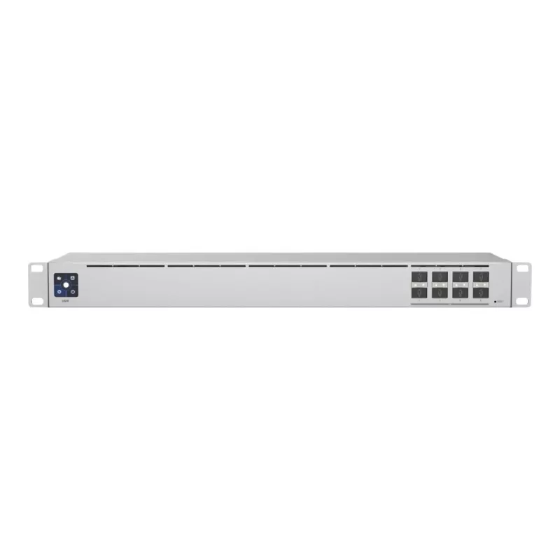 Pārvaldīts L2 tīkla slēdzis UBIQUITI USW-Aggregation — 8 SFP+ sloti, 10G atbalsts, bez ventilatora, 1U statīvā, sudraba
