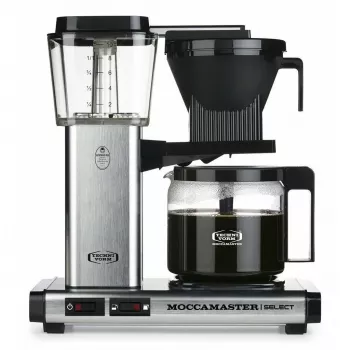 Pilienveida kafijas automāts MOCCAMASTER KBG 741 — 1,25 L ūdens tvertne, 10 krūžu kanna, 1520 W, nerūsējošais tērauds/melns