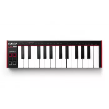 AKAI LPK25 MKII 25 taustiņu ar USB darbināma mini MIDI tastatūra — oktāvu nobīde, arpedžators, 6 pogas, sarkana