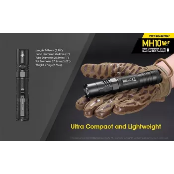 Rokas lukturītis Nitecore MH10 V2 Melns