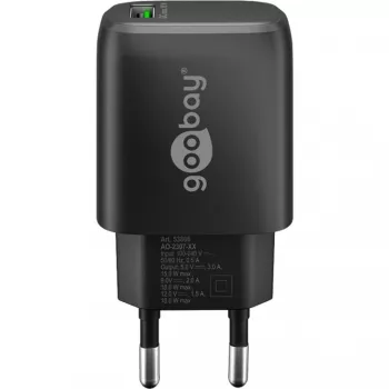 USB-A QC ātrais lādētājs (18 W) (melns)