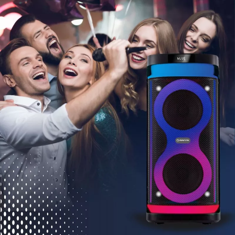 Pārnēsājams skaļrunis MANTA SPK0601B100, 100 W, Bluetooth, karaoke, bezvadu mikrofons, baterija, ekvalaizers, disko apgaismojums