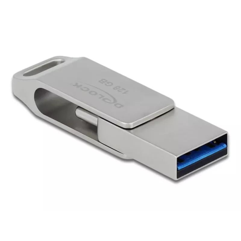 DELOCK USB zibatmiņa 128 GB USB-C Type-A grozāmais modelis