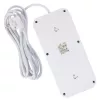 Kontaktligzdas MACLEAN MCE391 W — 6 ligzdas, 4×USB-A + 1×USB-C, 3 m kabelis, 110–240V, 2500W, balta