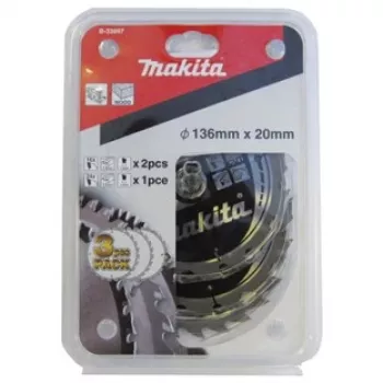Apļveida zāģa asmeņu komplekts B-33897, Ø 136mm, 16Z / 24Z (3 gab., urbums 20mm, akumulatora zāģiem)