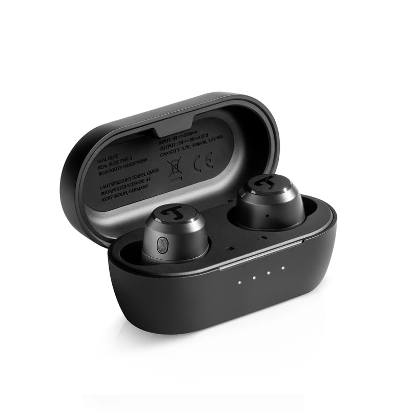 Teufel REAL Zils TWS 3 austiņas bezvadu ievietojamās zvaniem/mūzikai Bluetooth melnas