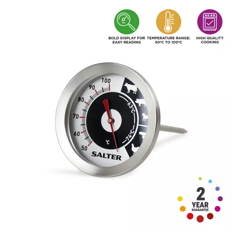 Analogue Meat Thermometer Salter 512 SSCR nerūsējošais tērauds – analogais termometra zonde cepeškrāsnij un grilam
