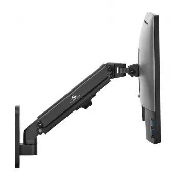 Sienas monitora stiprinājums MACLEAN MC-458, ar gāzes atsperi regulējams augstums, viena ekrāna, VESA 75x75–100x100, līdz 7 kg, slīpums -45°–90°, maks. izvērsums 35,5 cm