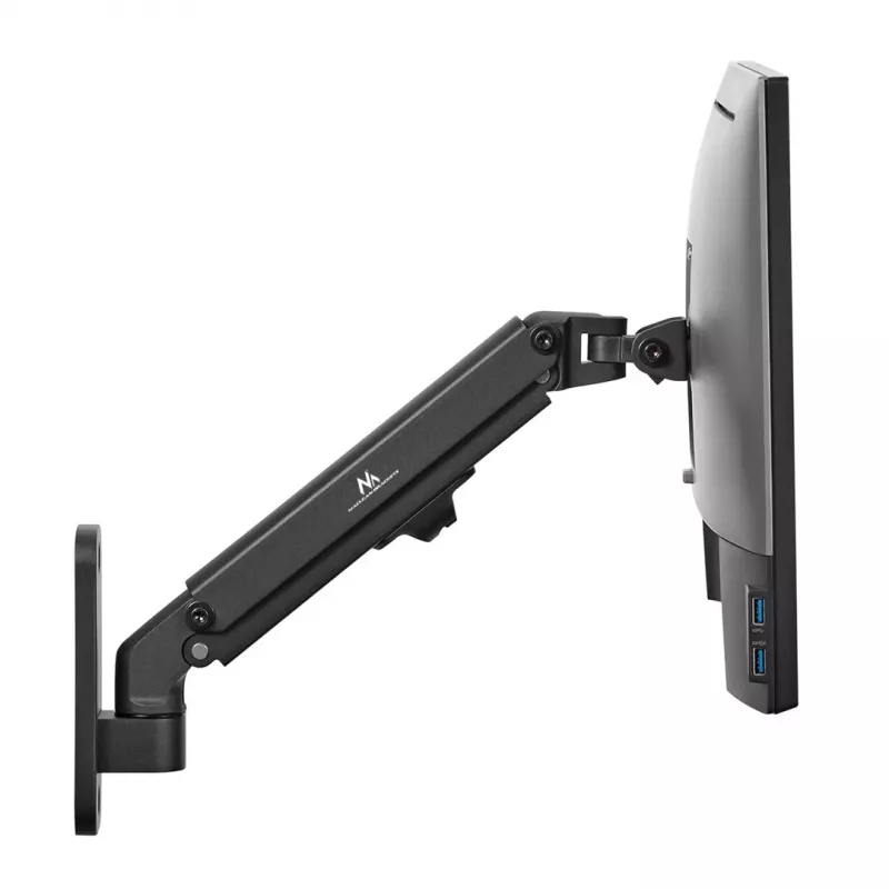 Sienas monitora stiprinājums MACLEAN MC-458, ar gāzes atsperi regulējams augstums, viena ekrāna, VESA 75x75–100x100, līdz 7 kg, slīpums -45°–90°, maks. izvērsums 35,5 cm