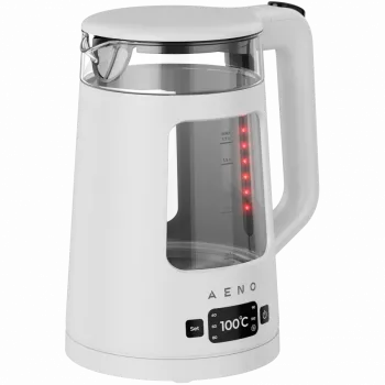 AENO Elektriskā tējkanna EK6: 1850-2200W, 2L, Strix, kvadrātveida korpuss, caurspīdīgs vāks, augstas izturības stikls, LED apgaismojums, automātiska izslēgšanās, aizsardzība pret sausu tvertni