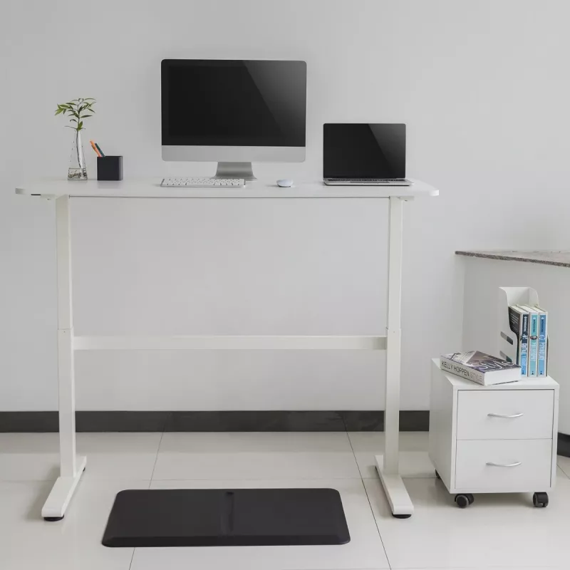 Manuāli regulējams galds Ergo Office, maks. 40 kg, maks. augstums 117 cm, ar virsmu darbam stāvus un sēdus, ER-401 W