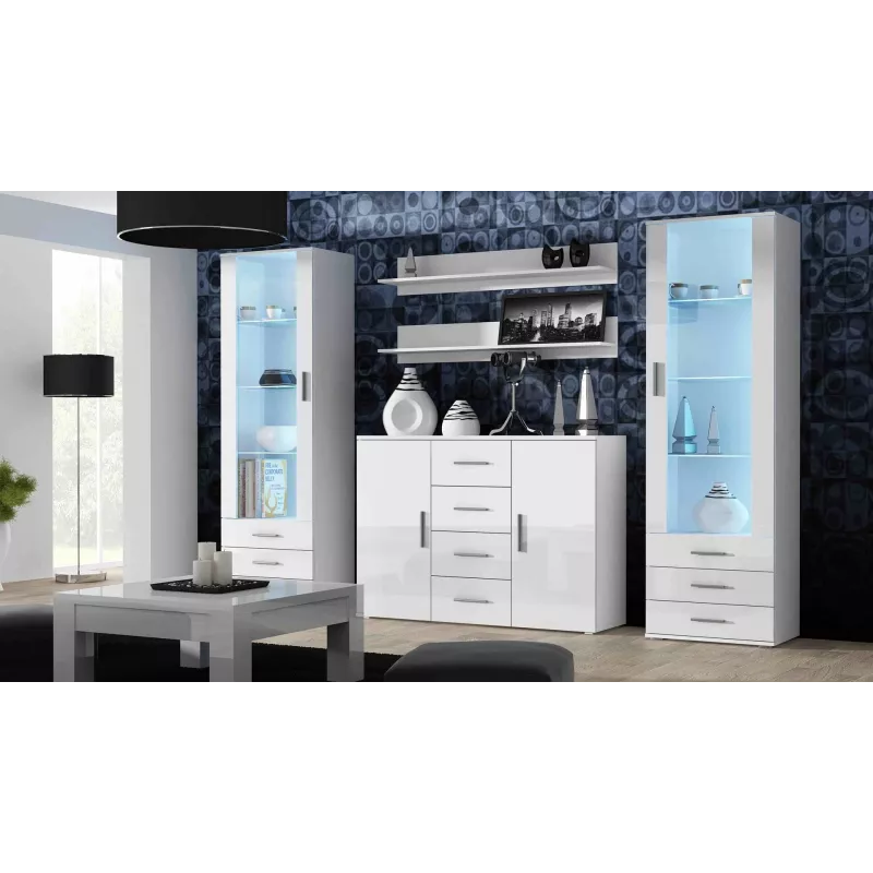 Cama viesistabas kumode UNI balts balts/balts glancēts