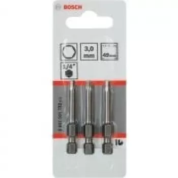 Skrūvgrieža uzgaļu komplekts Bosch 3 gab., īpaši ciets, Hex 3 mm, 49 mm garums, 1/4 collu kāts