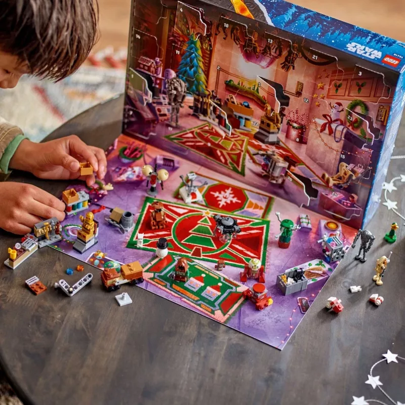 Konstruktoru rotaļlieta LEGO Star Wars Advent Calendar 2025 — komplekts 75418, sezonālas būvējamas minifigūras un modeļi