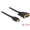 DeLOCK - Video kabelis - HDMI / DVI - DVI-D (vīrišķais) uz HDMI (vīrišķais) - 2,0 m - Trīskārša izolācija - Melns - Skrūves (85654)