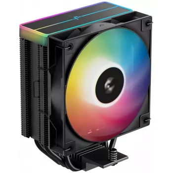 Ventilators DeepCool AG400 BK ARGB V2 120 mm Melns — 120 mm hidrauliskā gultņa CPU dzesētāja ventilators, vairāku ligzdu atbalsts