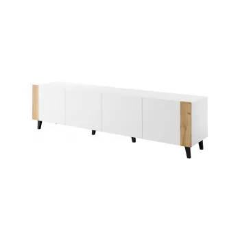 RTV skapis FARO 200x42x52 balts matēts + ozols craft