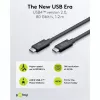 USB-C kabelis WENTRONIC USB4 Gen4 1,2 m — atbalsta 16k@60Hz un 4K@120Hz