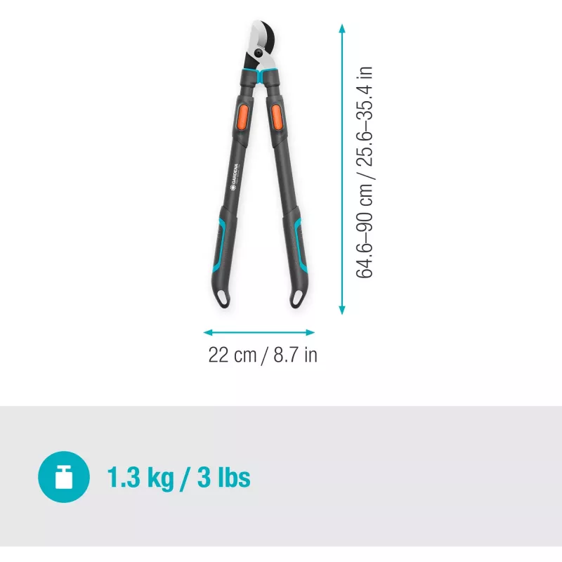 Gardena zaru grieznes TeleCut Pro L pelēks/tirkīzzils 65cm - 90cm (12041-88)