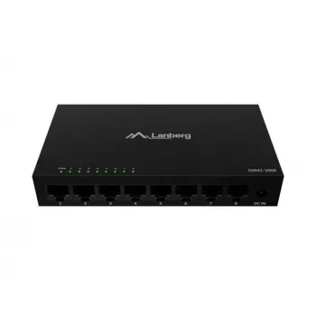Tīkla komutators LANBERG DSM1-1008 8x 1 Gb/s nevadāms Gigabit Ethernet galddators 12V metāla korpuss