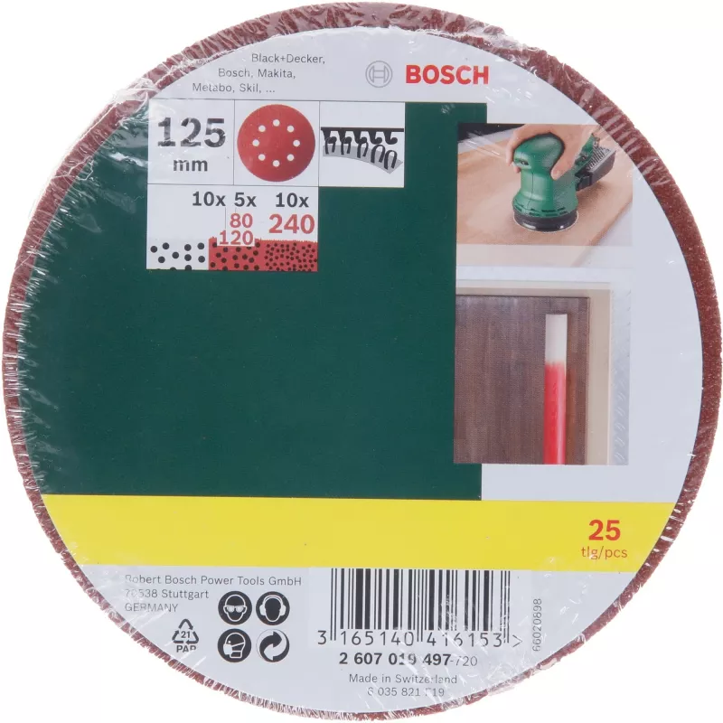 Bosch 2 607 019 497 slīpēšanas piederums 25 gab. Slīpēšanas loksne
