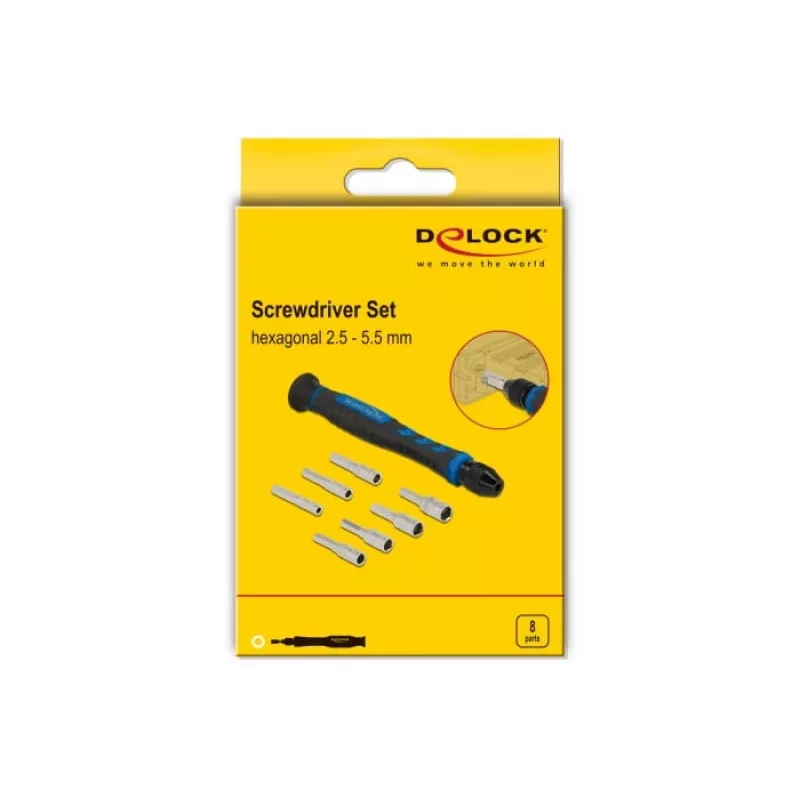 Skrūvgriežu komplekts DeLOCK 90551 8 gab. ārējās sešstūra dobo uzmavu 2,5–5,5 mm