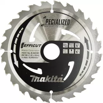Makita Specialized EFFICUT - ripzāģa asmens - kokam, metālam - 190 mm - 24 zobi (B-64191)