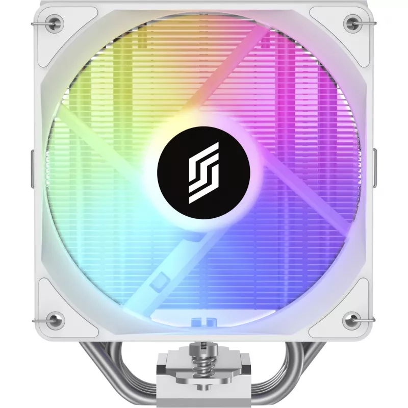 CPU dzesētājs Silentware Bora RGB balta ar 120 mm PWM ARGB ventilatoru, 215 W TDP, saderīgs ar AM5 un LGA1851