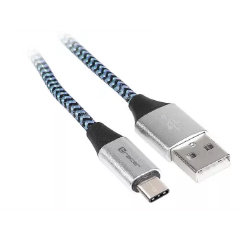 Tracer TRAKBK46266 USB kabelis USB 2.0 1 m USB C USB A Melna Zila Sudraba