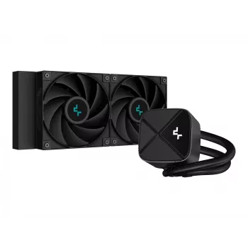 Viss vienā šķidruma dzesētājs DeepCool LS520S — 120 mm ventilatori, 500–2250 RPM, melns, atbalsta LGA1700/AM5/TR4