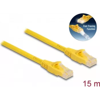 DeLOCK RJ45 kabelis Cat.6A U/UTP Fast Tracing 15 m dzeltens